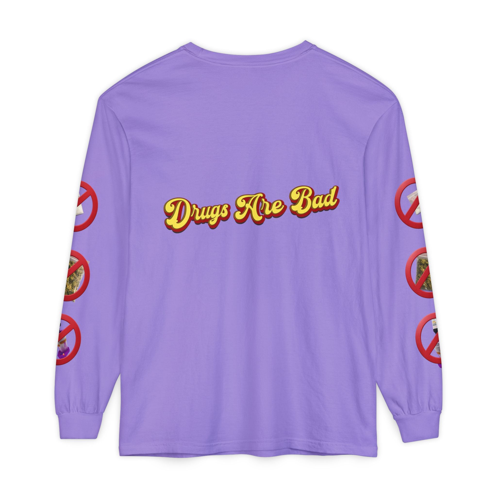 Don't Do Drugs Long Sleeve T-Shirt — Anti-Drug Graphic Tee with Smiley Design