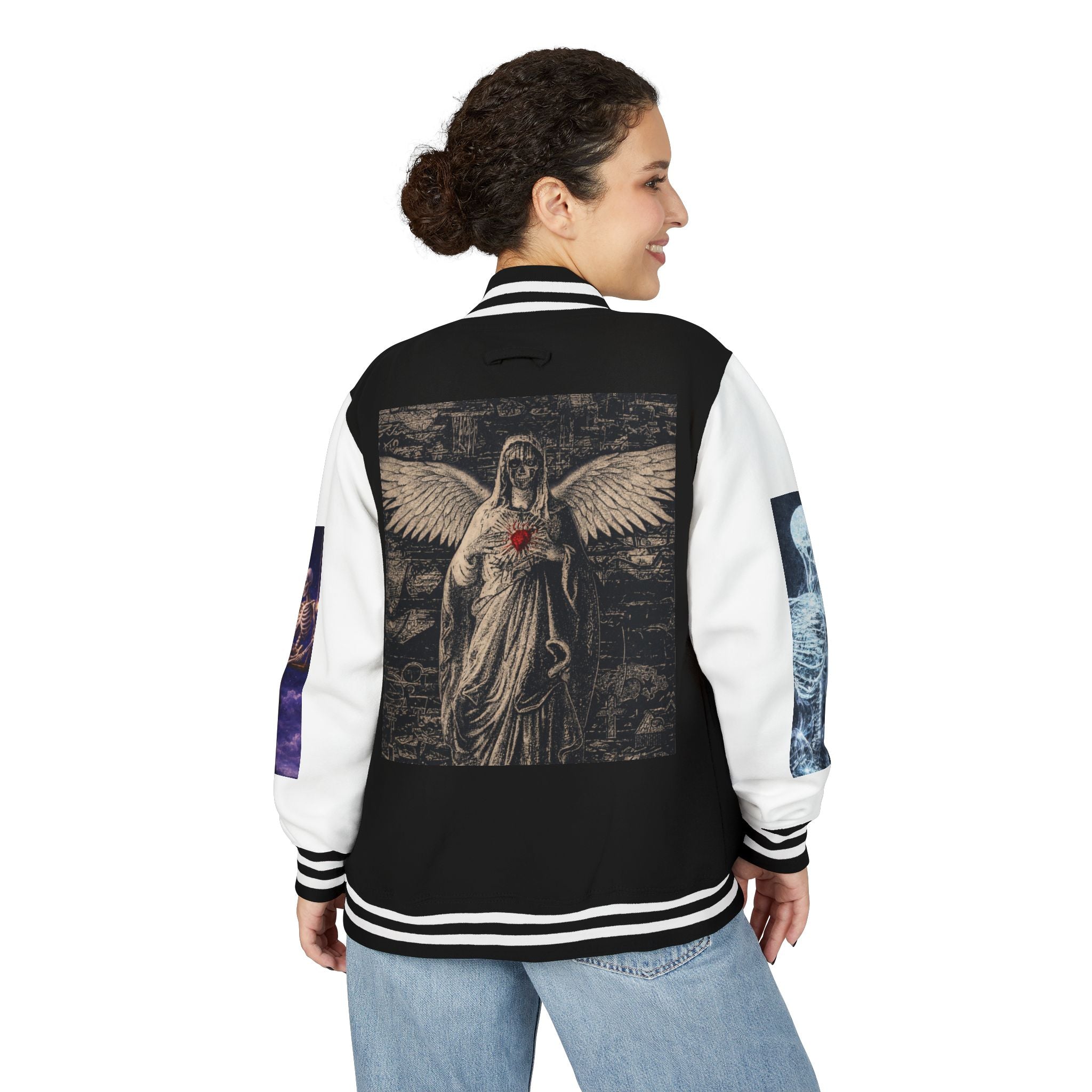 Lost Soul Letterman Jacket | Dark Skull Sleeve Graphics