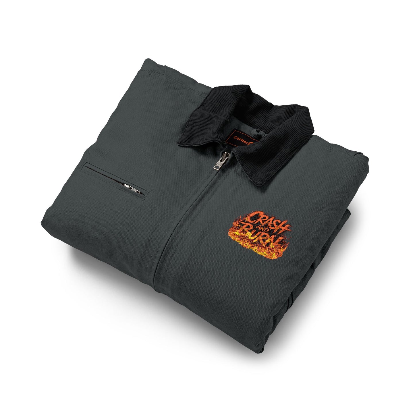 Embroidered  Crash And Burn Duck Cloth Work Jacket