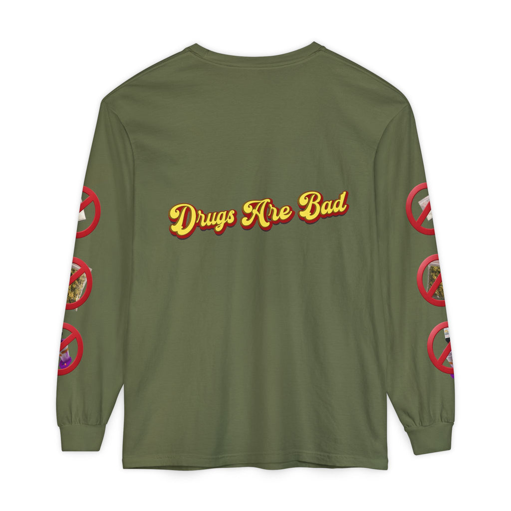 Don't Do Drugs Long Sleeve T-Shirt — Anti-Drug Graphic Tee with Smiley Design