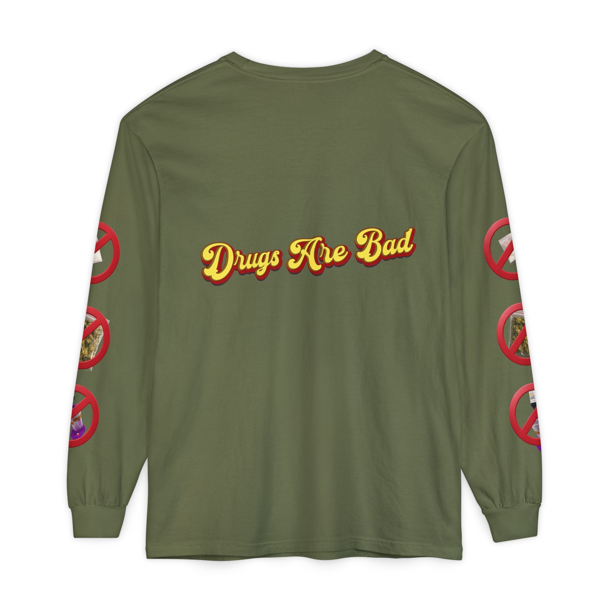 Don't Do Drugs Long Sleeve T-Shirt — Anti-Drug Graphic Tee with Smiley Design