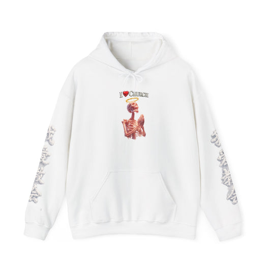 Skeleton Angel Hoodie — I  Catholic Graphic Pullover