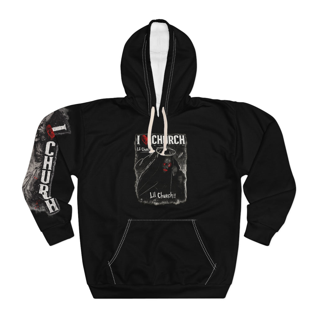 Gothic Angel Wings Pullover Hoodie — Lil Church Band Graphic