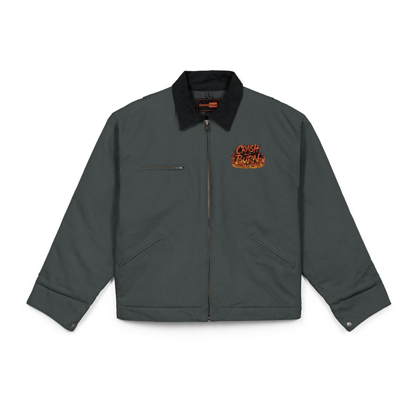 Embroidered  Crash And Burn Duck Cloth Work Jacket