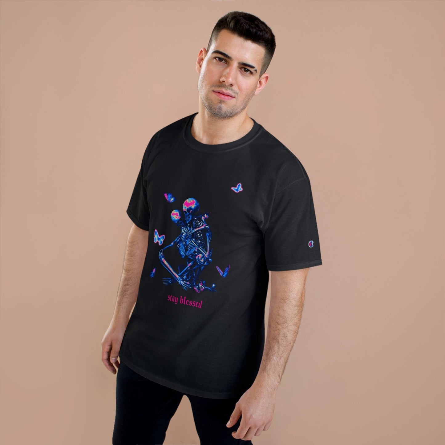 Stay Blessed Skeleton T-Shirt — Champion Tee
