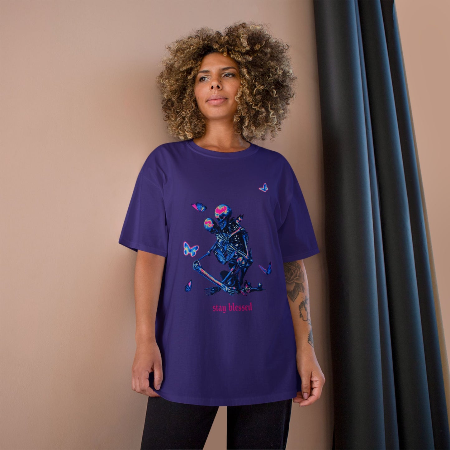 Stay Blessed Skeleton T-Shirt — Champion Tee