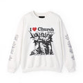 I  Heart Church Angels With Guns Sweatshirt — Retro Religious Pop Art Crewneck