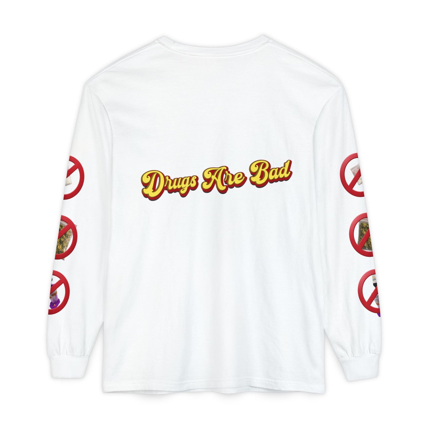 Don't Do Drugs Long Sleeve T-Shirt — Anti-Drug Graphic Tee with Smiley Design