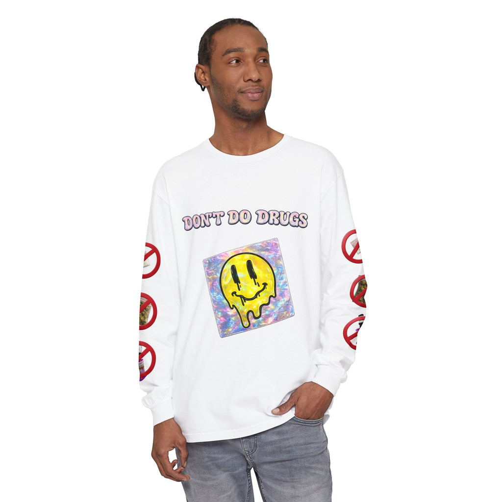 Don't Do Drugs Long Sleeve T-Shirt — Anti-Drug Graphic Tee with Smiley Design