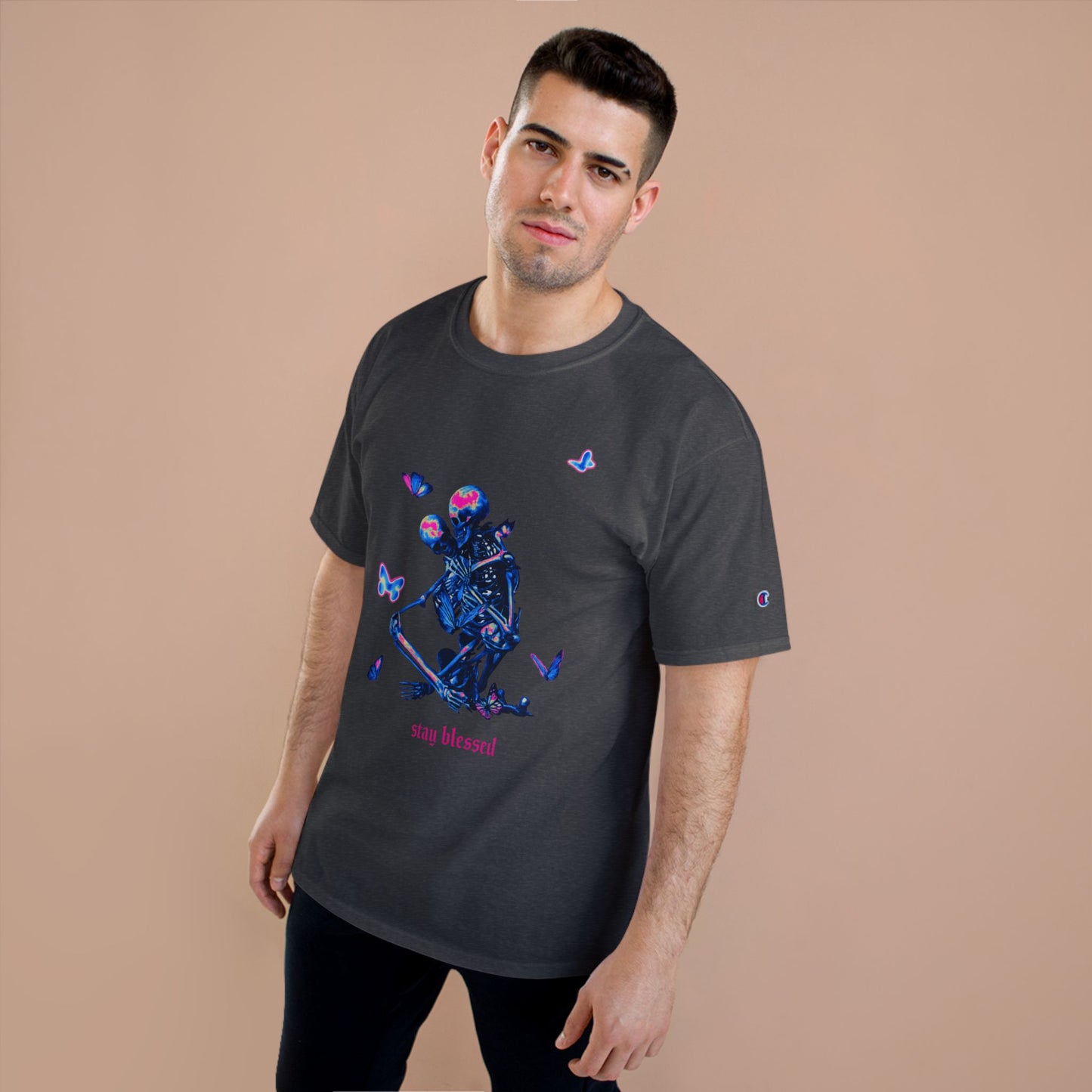 Stay Blessed Skeleton T-Shirt — Champion Tee