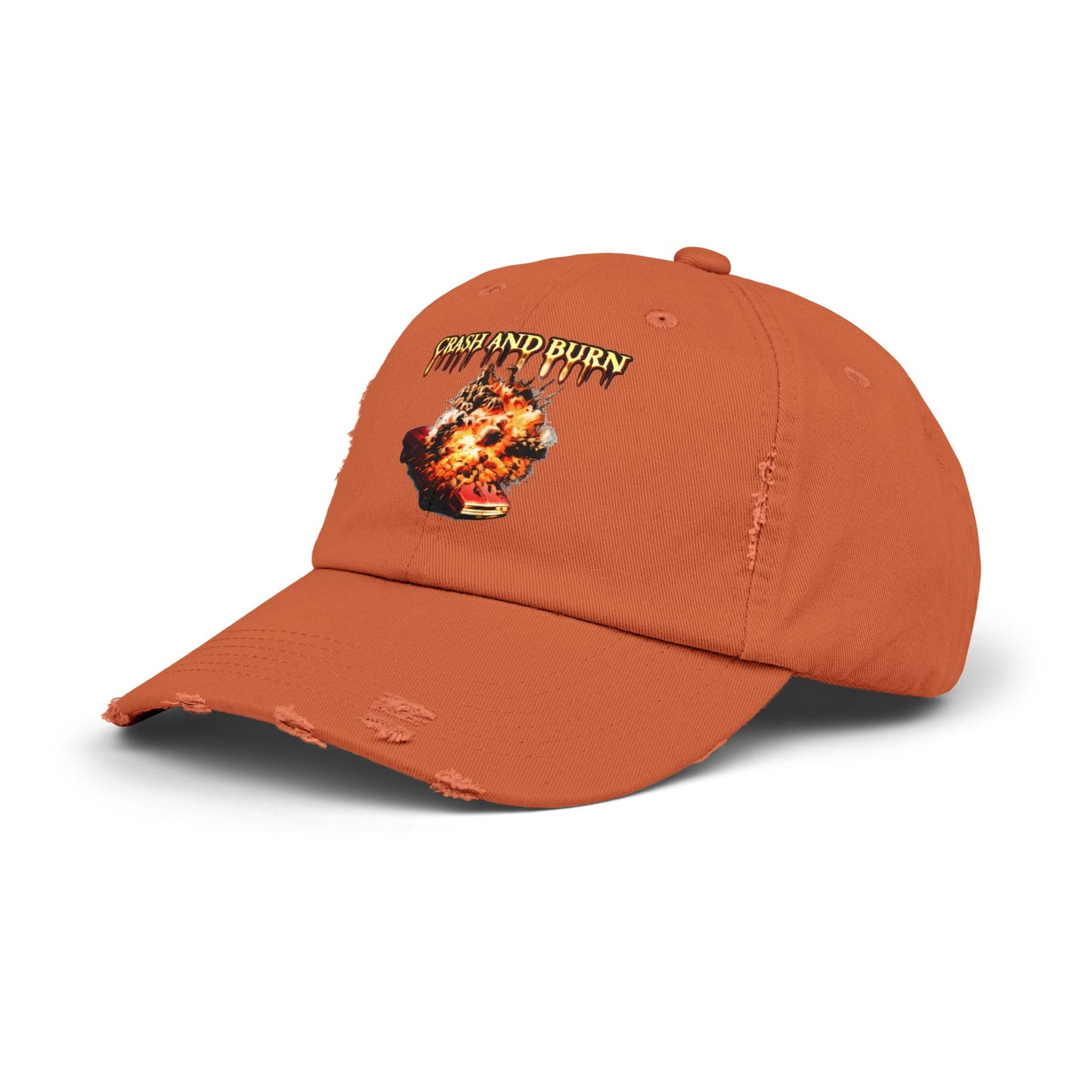 Crash and Burn Distressed Cap - Flaming Heart Vintage Baseball Hat