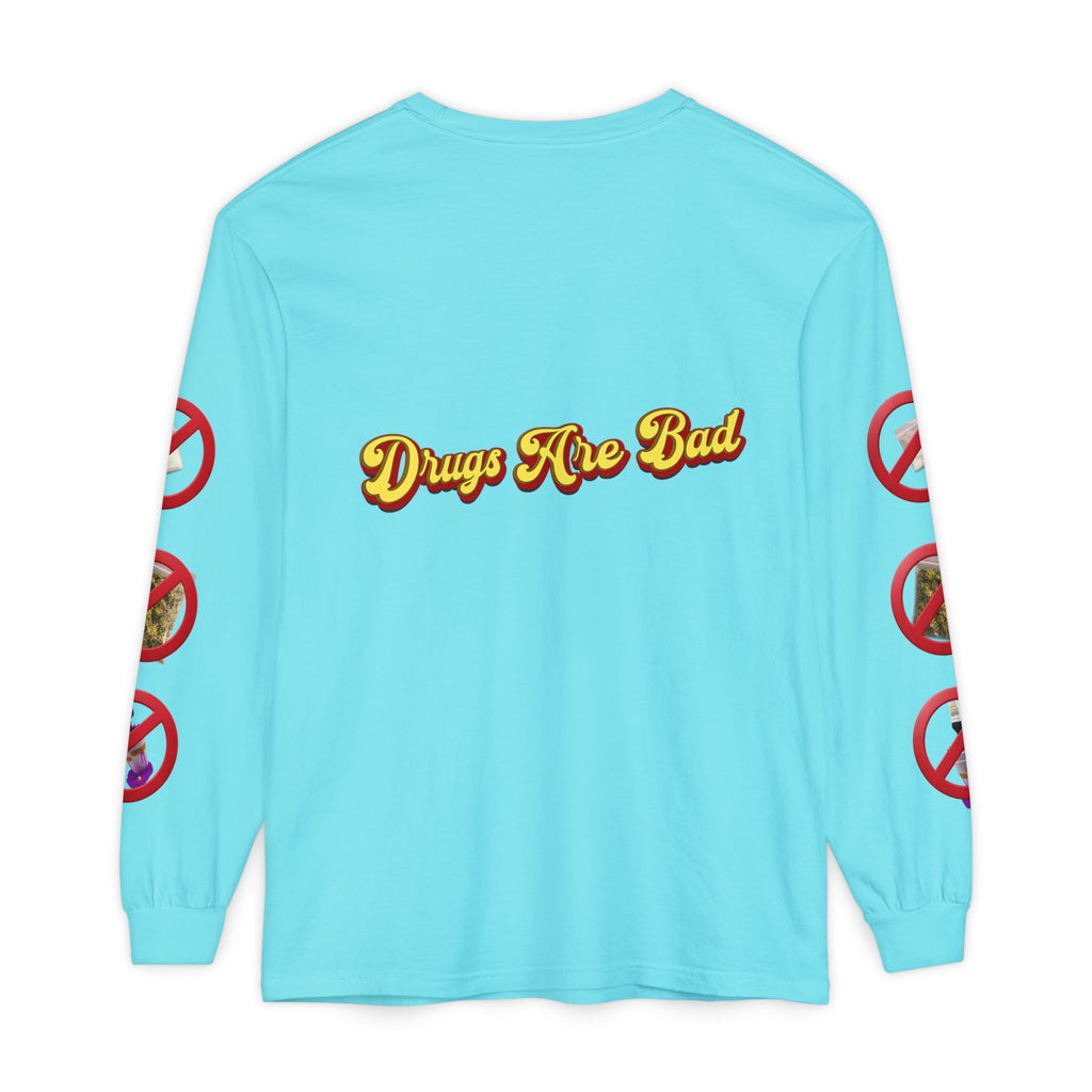 Don't Do Drugs Long Sleeve T-Shirt — Anti-Drug Graphic Tee with Smiley Design