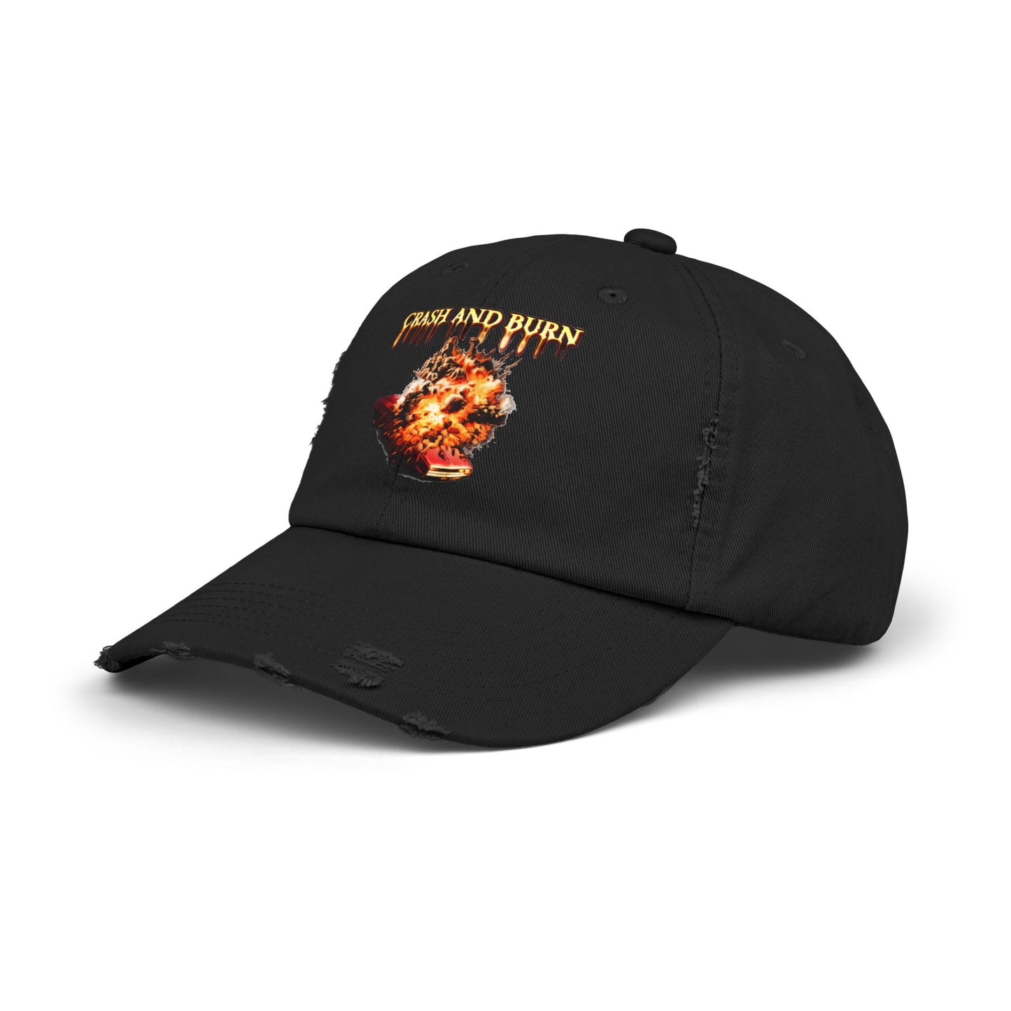 Crash and Burn Distressed Cap - Flaming Heart Vintage Baseball Hat
