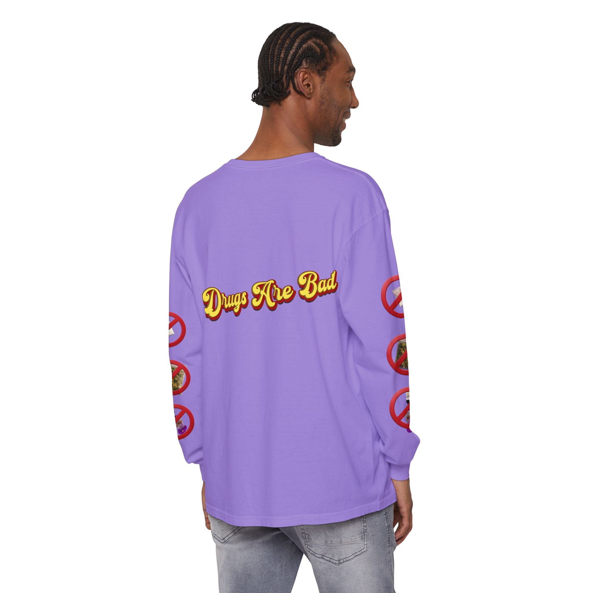 Don't Do Drugs Long Sleeve T-Shirt — Anti-Drug Graphic Tee with Smiley Design