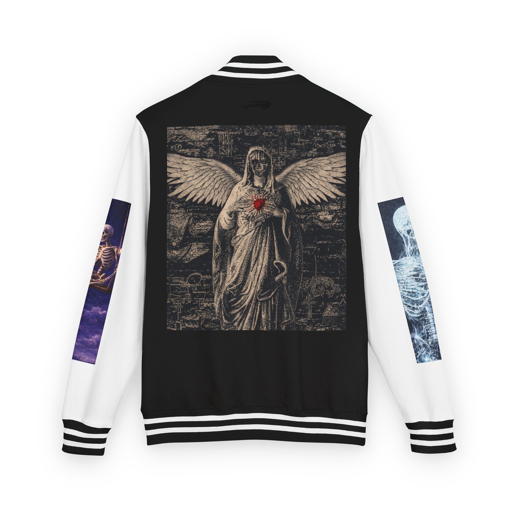 Lost Soul Letterman Jacket | Dark Skull Sleeve Graphics