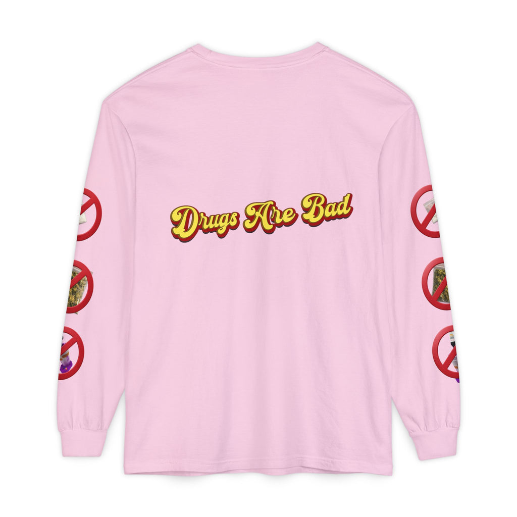 Don't Do Drugs Long Sleeve T-Shirt — Anti-Drug Graphic Tee with Smiley Design