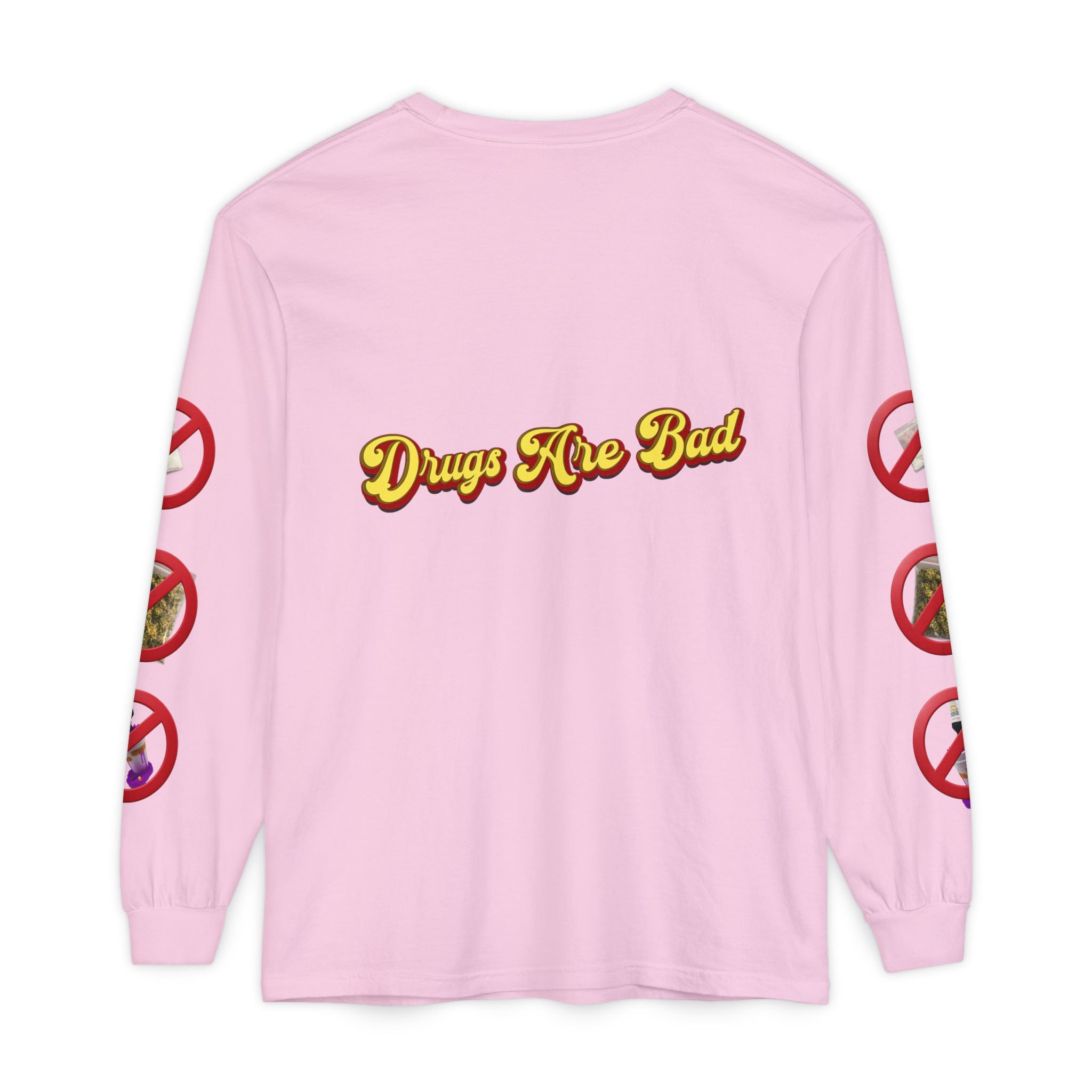 Don't Do Drugs Long Sleeve T-Shirt — Anti-Drug Graphic Tee with Smiley Design