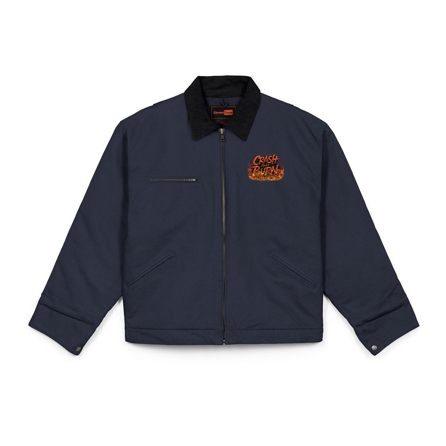 Embroidered  Crash And Burn Duck Cloth Work Jacket