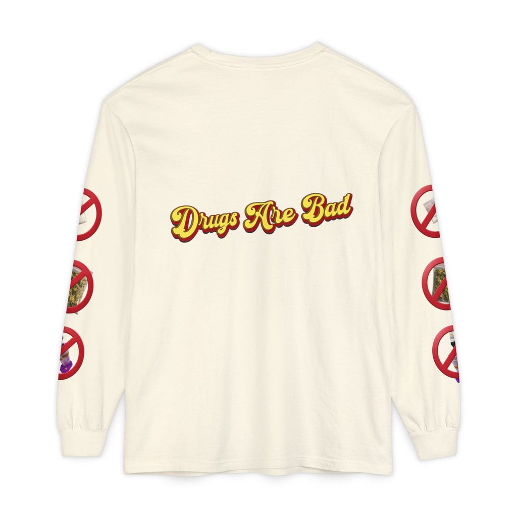 Don't Do Drugs Long Sleeve T-Shirt — Anti-Drug Graphic Tee with Smiley Design