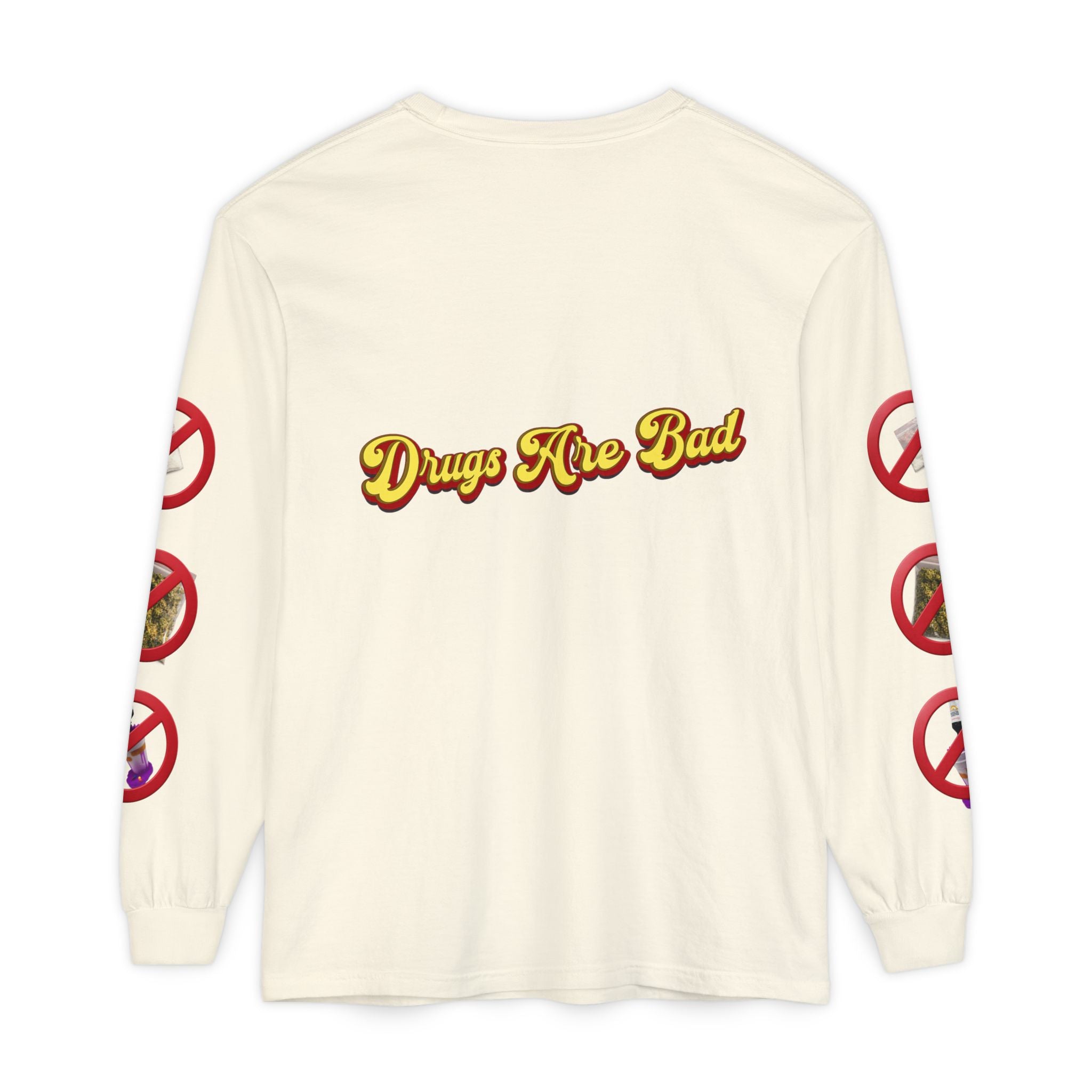Don't Do Drugs Long Sleeve T-Shirt — Anti-Drug Graphic Tee with Smiley Design