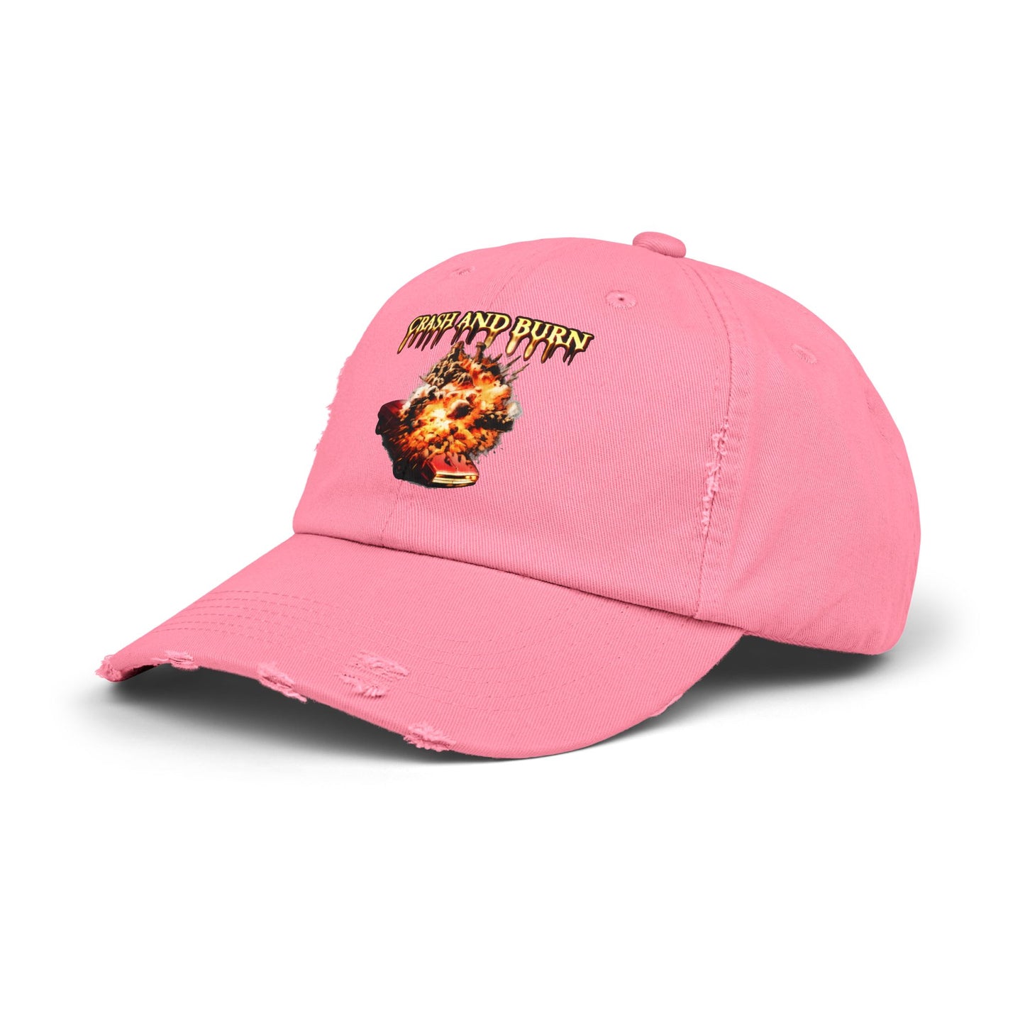 Crash and Burn Distressed Cap - Flaming Heart Vintage Baseball Hat