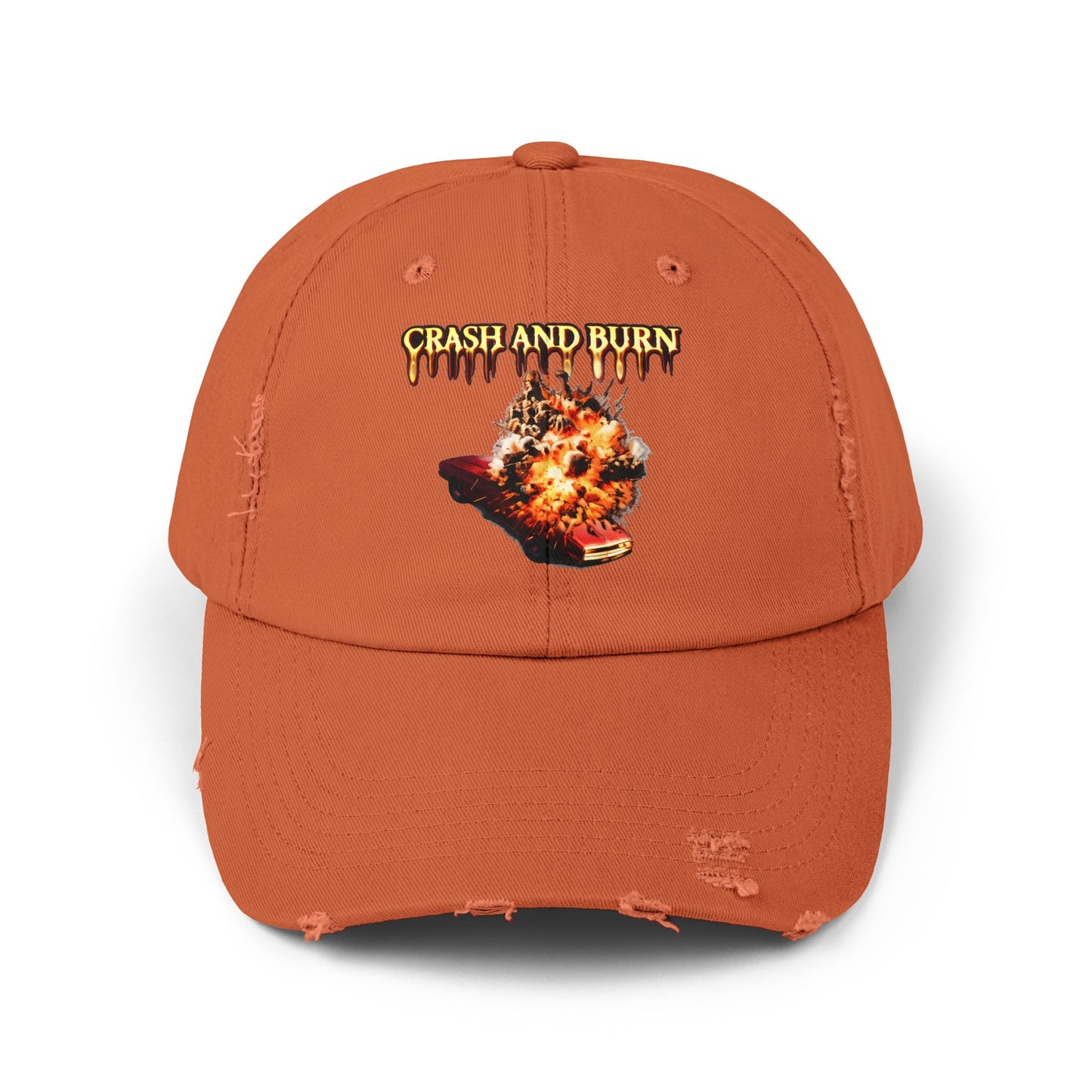 Crash and Burn Distressed Cap - Flaming Heart Vintage Baseball Hat
