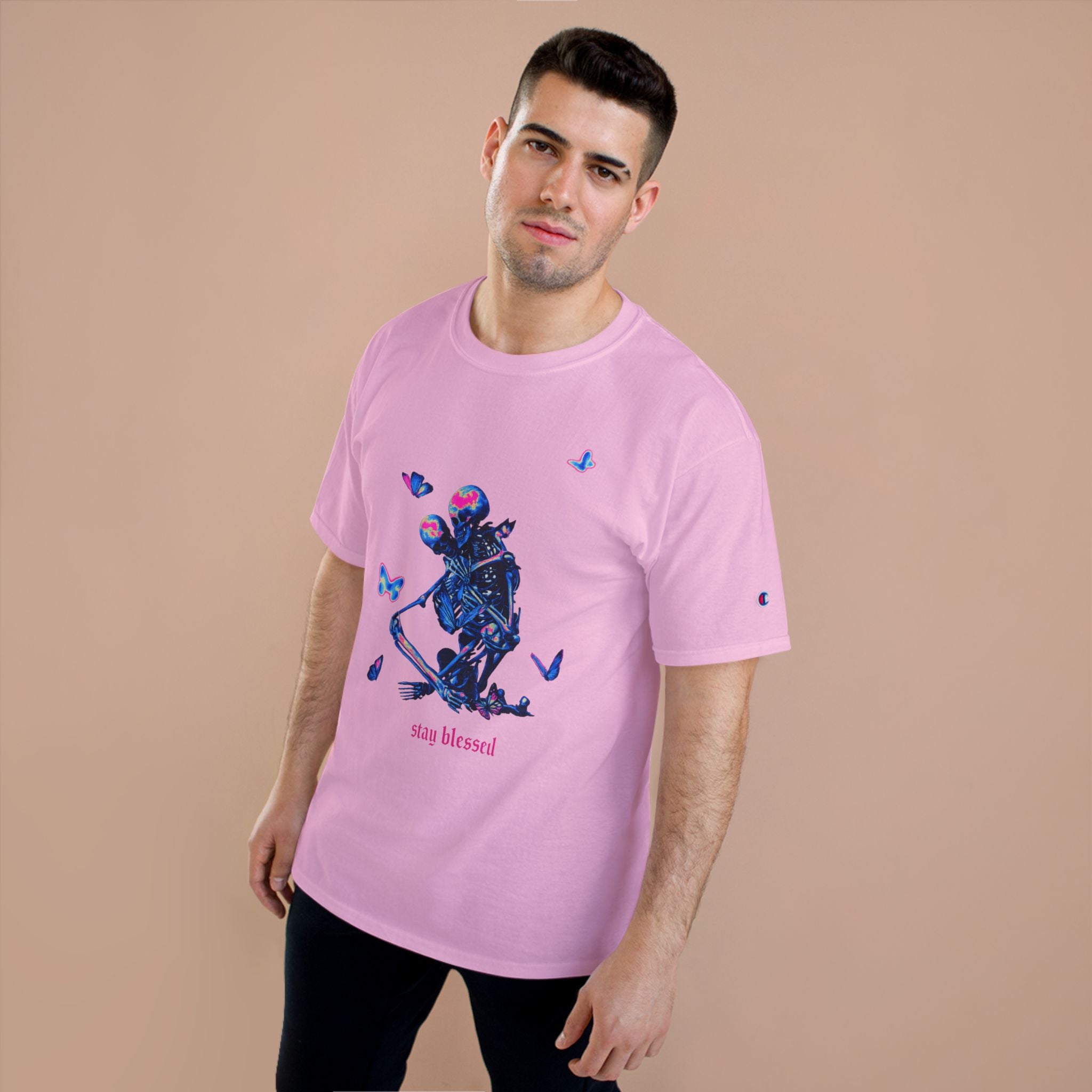 Stay Blessed Skeleton T-Shirt — Champion Tee
