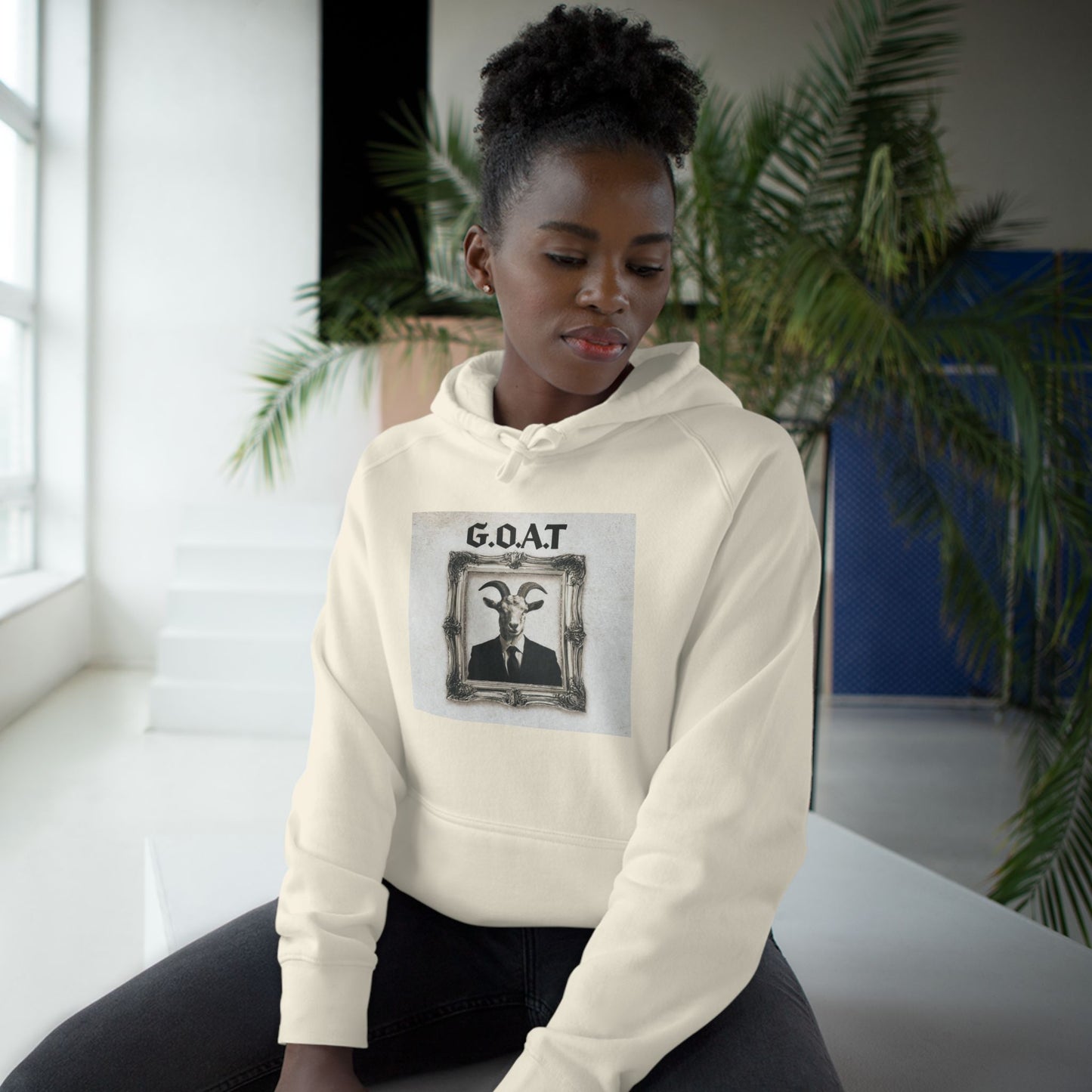 G.O.A.T. Portrait Hoodie — Vintage Goat Art Pullover