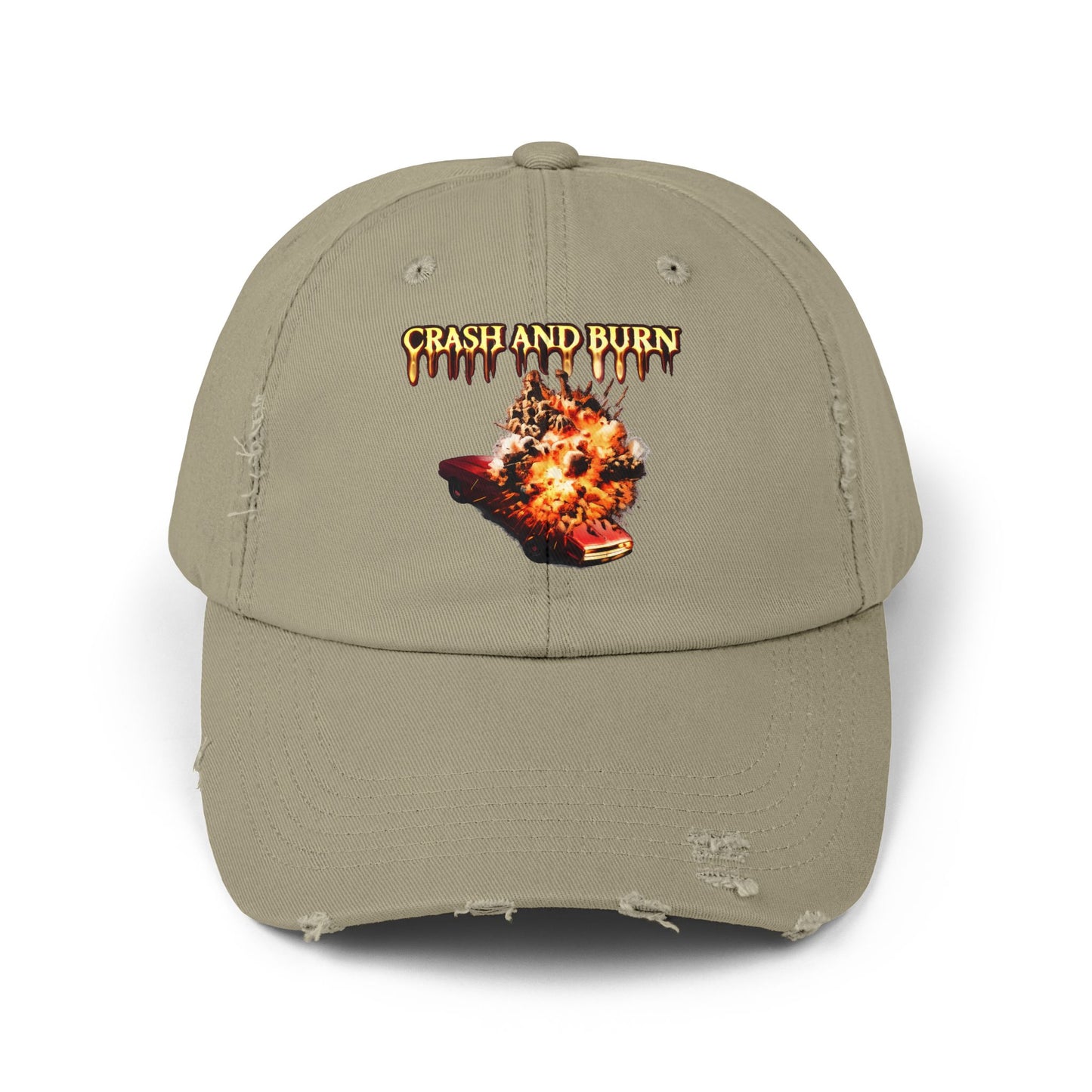 Crash and Burn Distressed Cap - Flaming Heart Vintage Baseball Hat