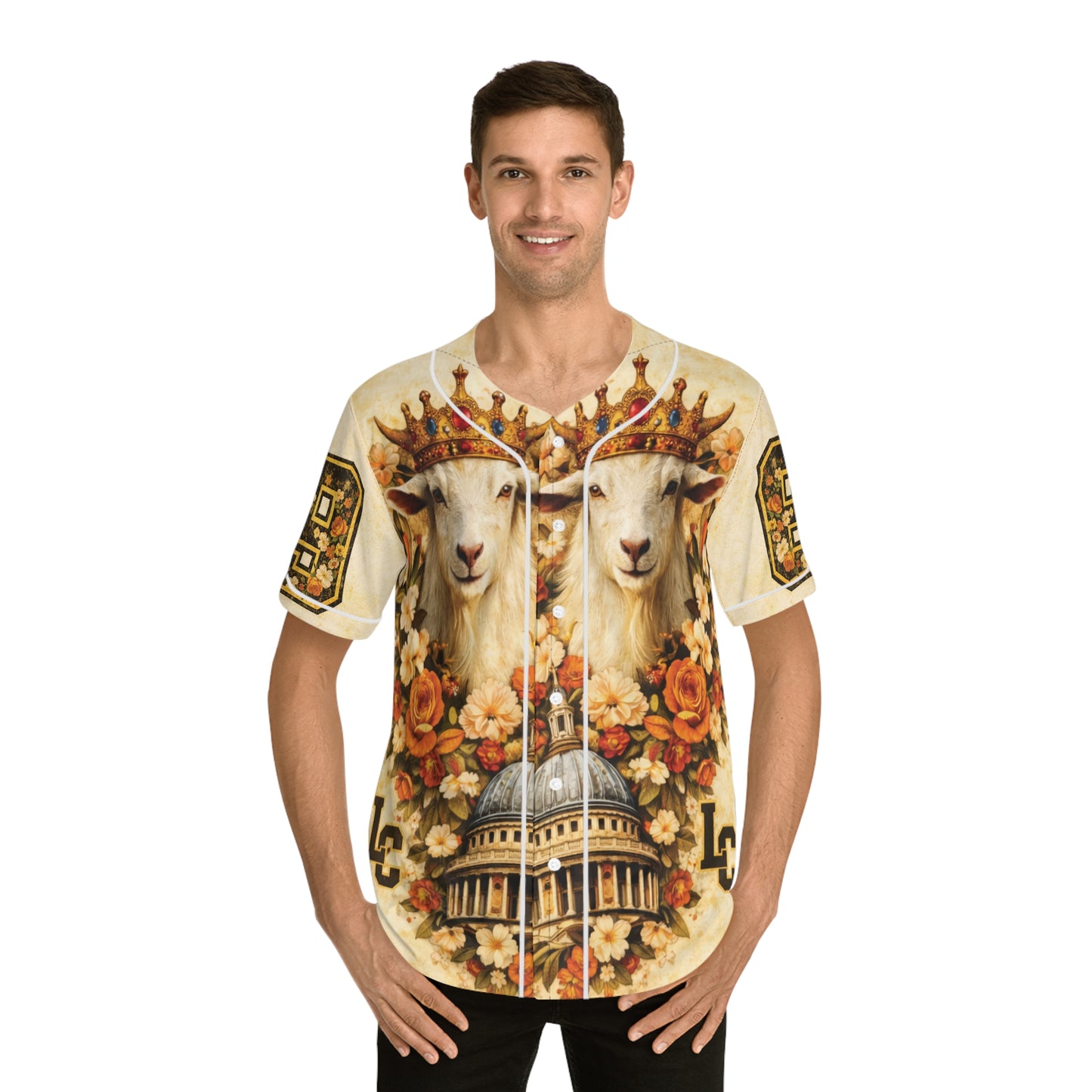 GOAT Crown Baseball Jersey – Vintage Floral Number 69 Men’s Jersey