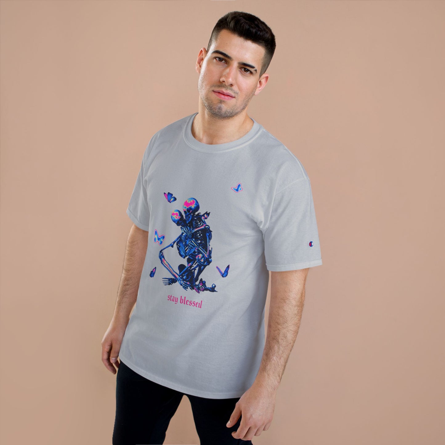 Stay Blessed Skeleton T-Shirt — Champion Tee