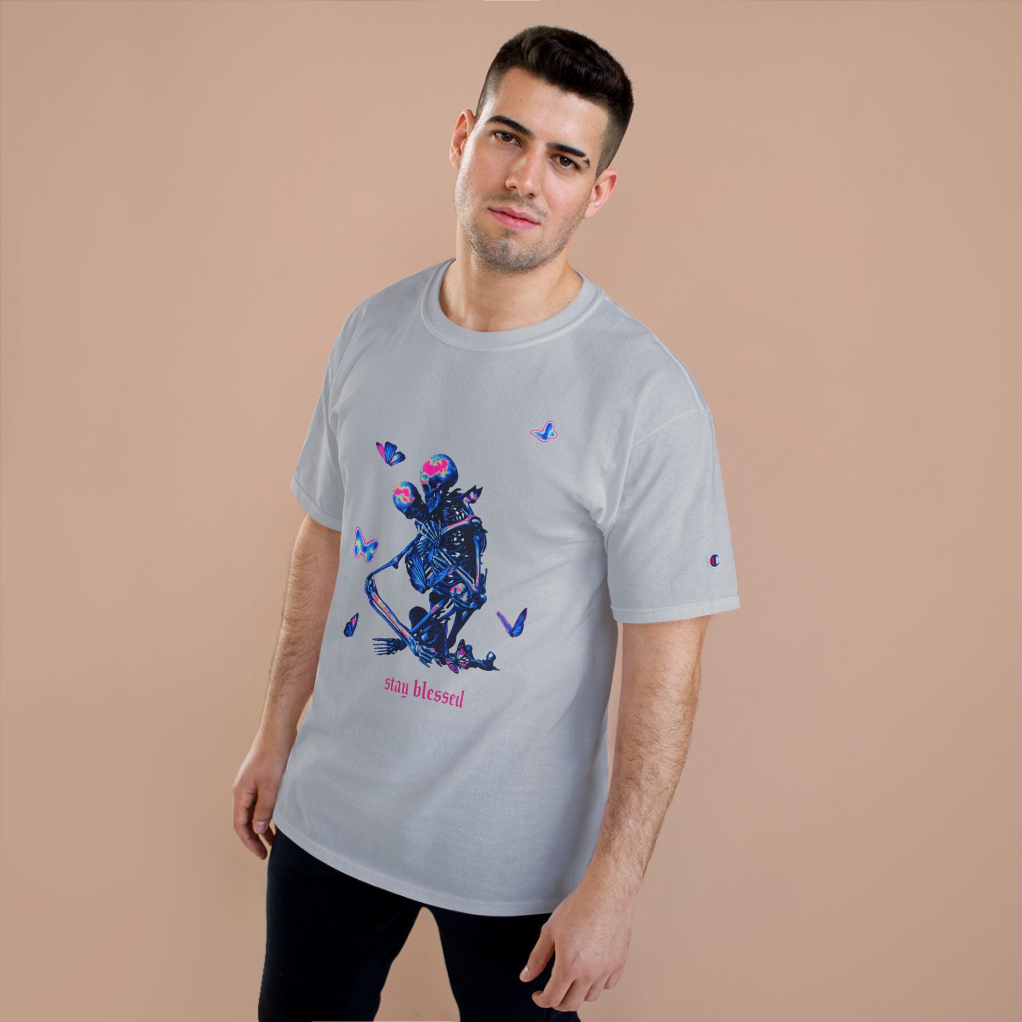 Stay Blessed Skeleton T-Shirt — Champion Tee