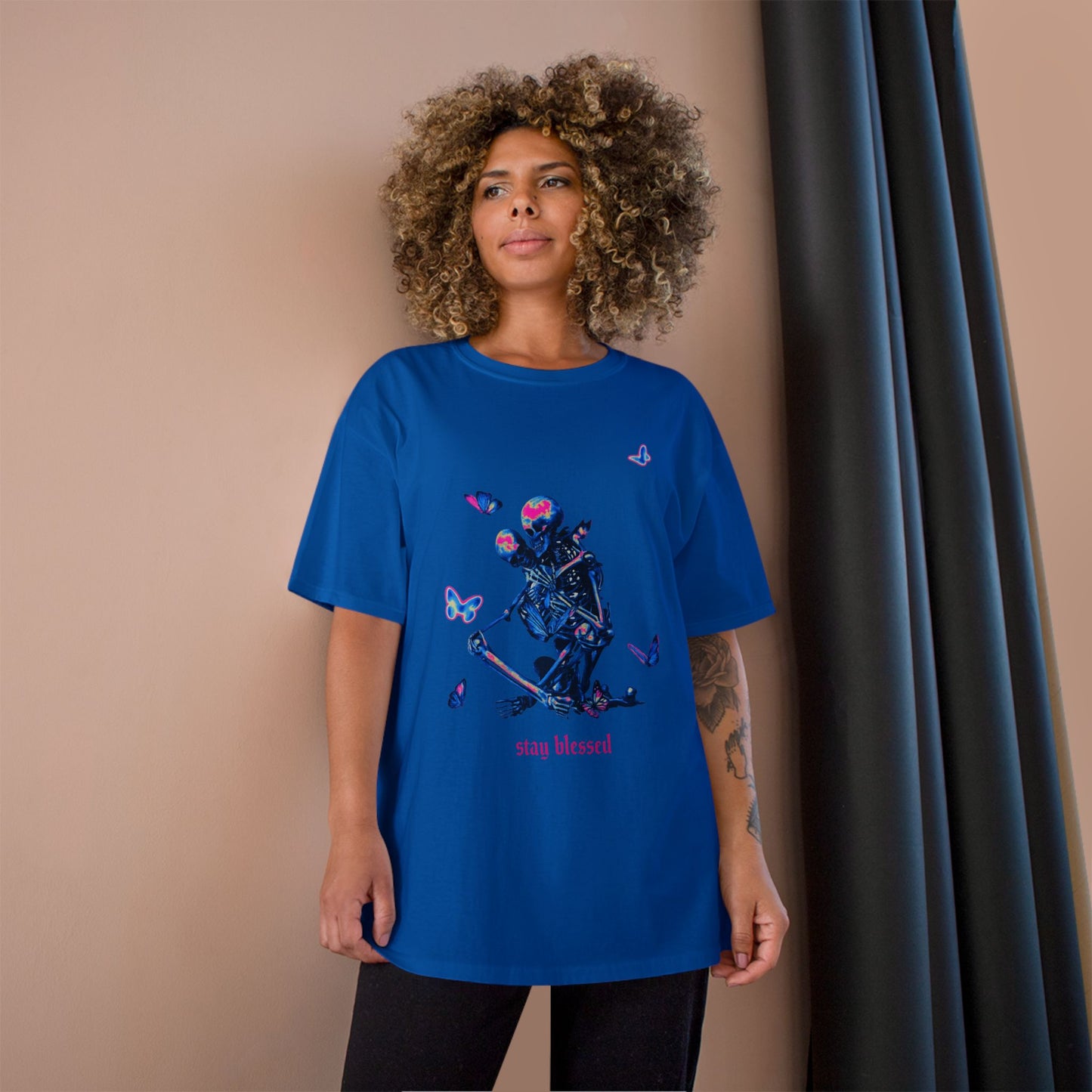 Stay Blessed Skeleton T-Shirt — Champion Tee