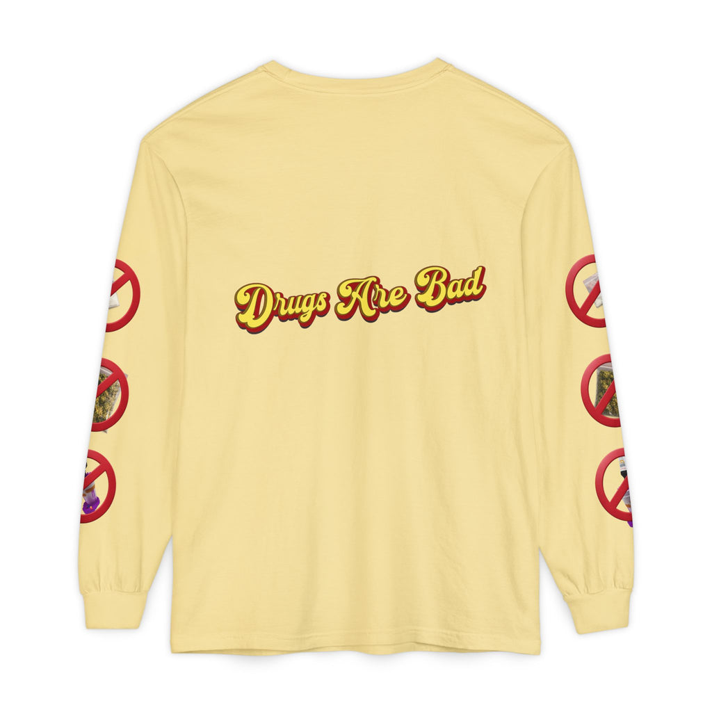 Don't Do Drugs Long Sleeve T-Shirt — Anti-Drug Graphic Tee with Smiley Design