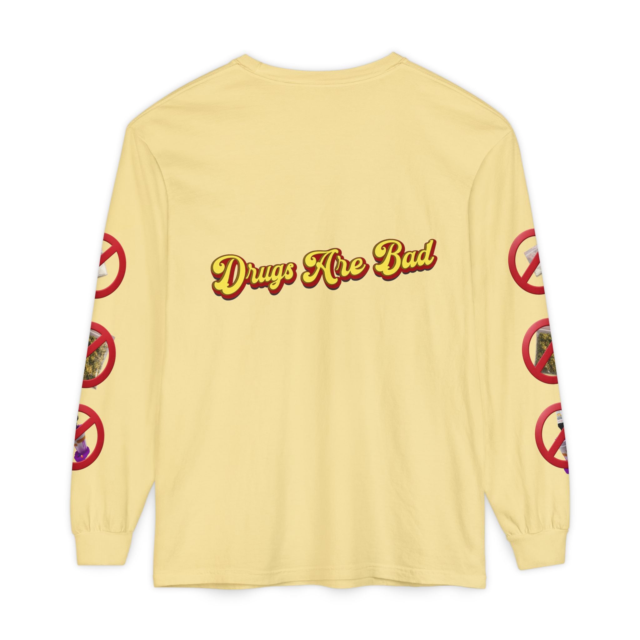 Don't Do Drugs Long Sleeve T-Shirt — Anti-Drug Graphic Tee with Smiley Design