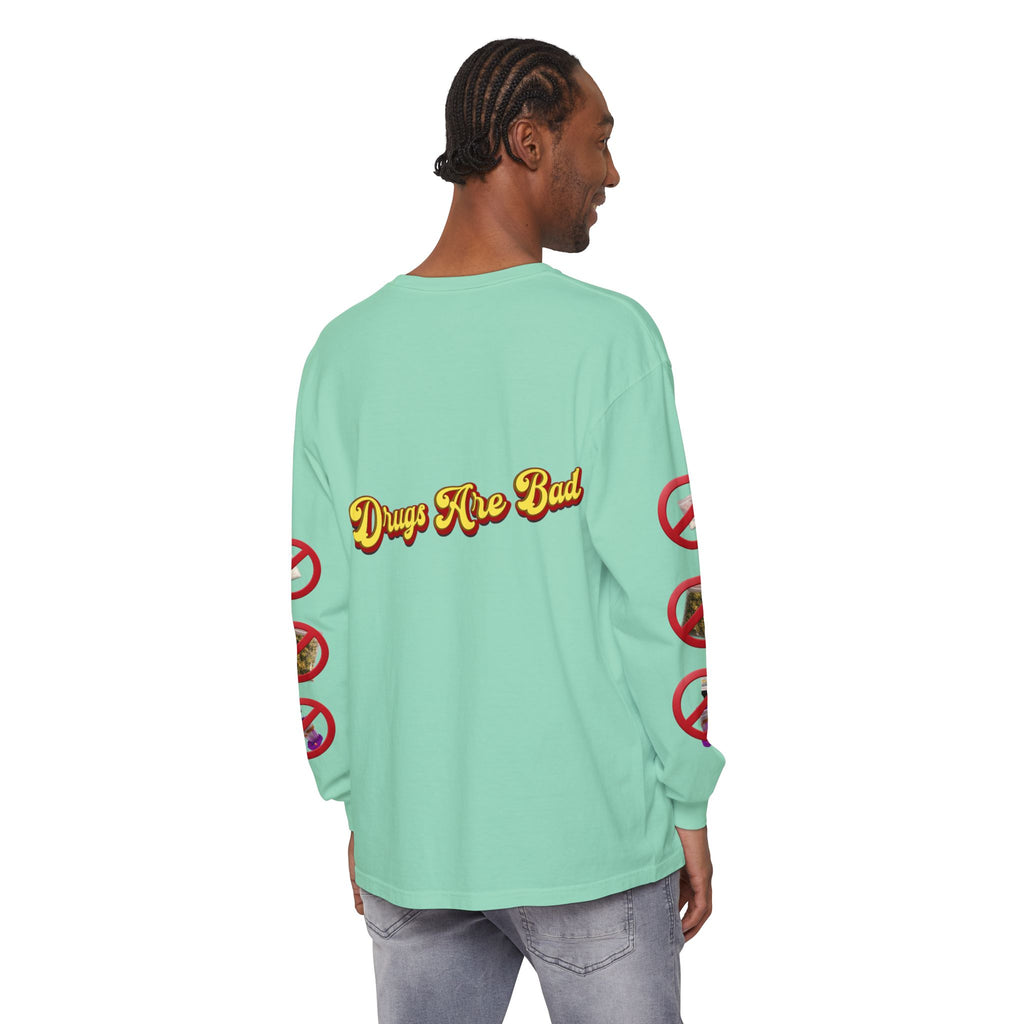 Don't Do Drugs Long Sleeve T-Shirt — Anti-Drug Graphic Tee with Smiley Design