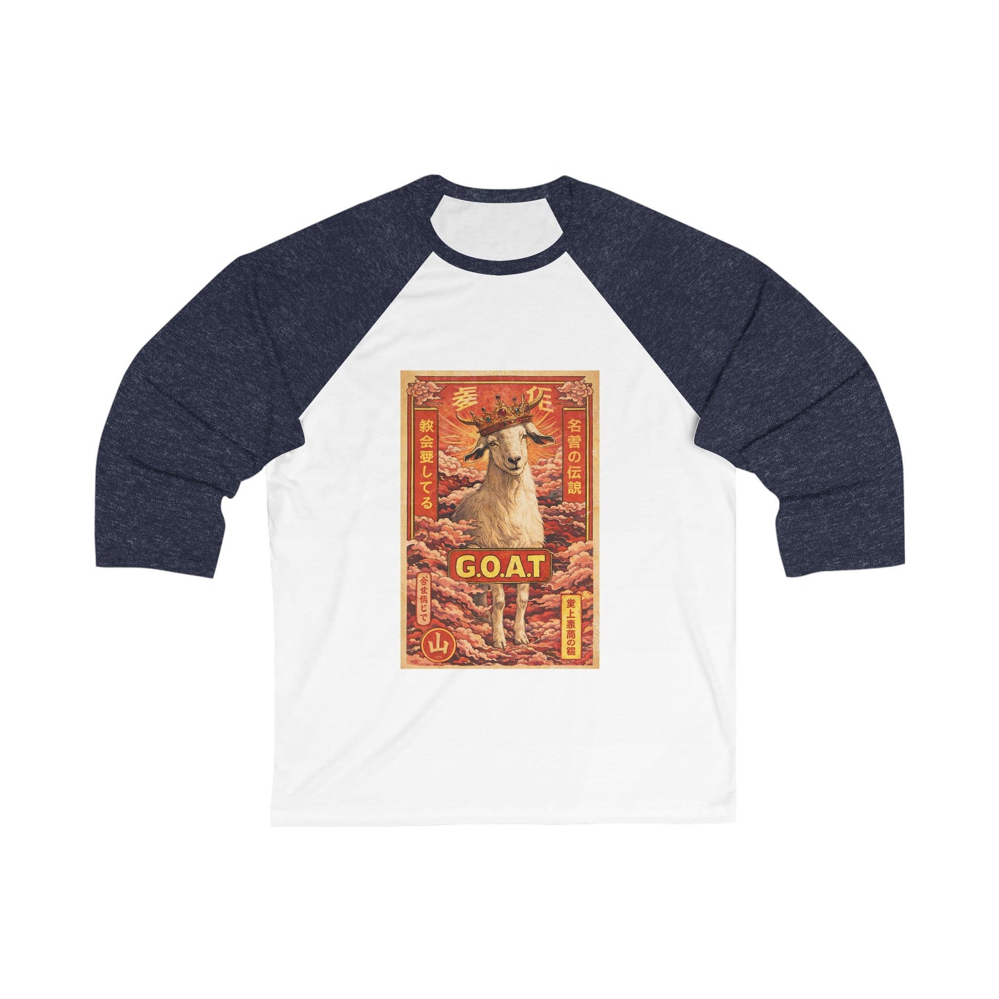 GOAT Baseball Tee — Vintage Asian-Inspired Goat Graphic 3/4 Sleeve Raglan