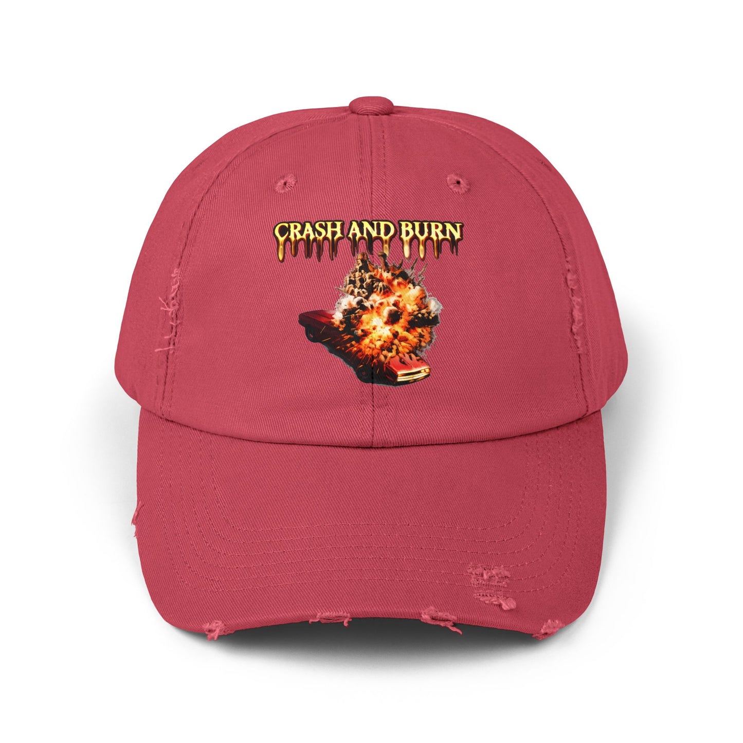 Crash and Burn Distressed Cap - Flaming Heart Vintage Baseball Hat