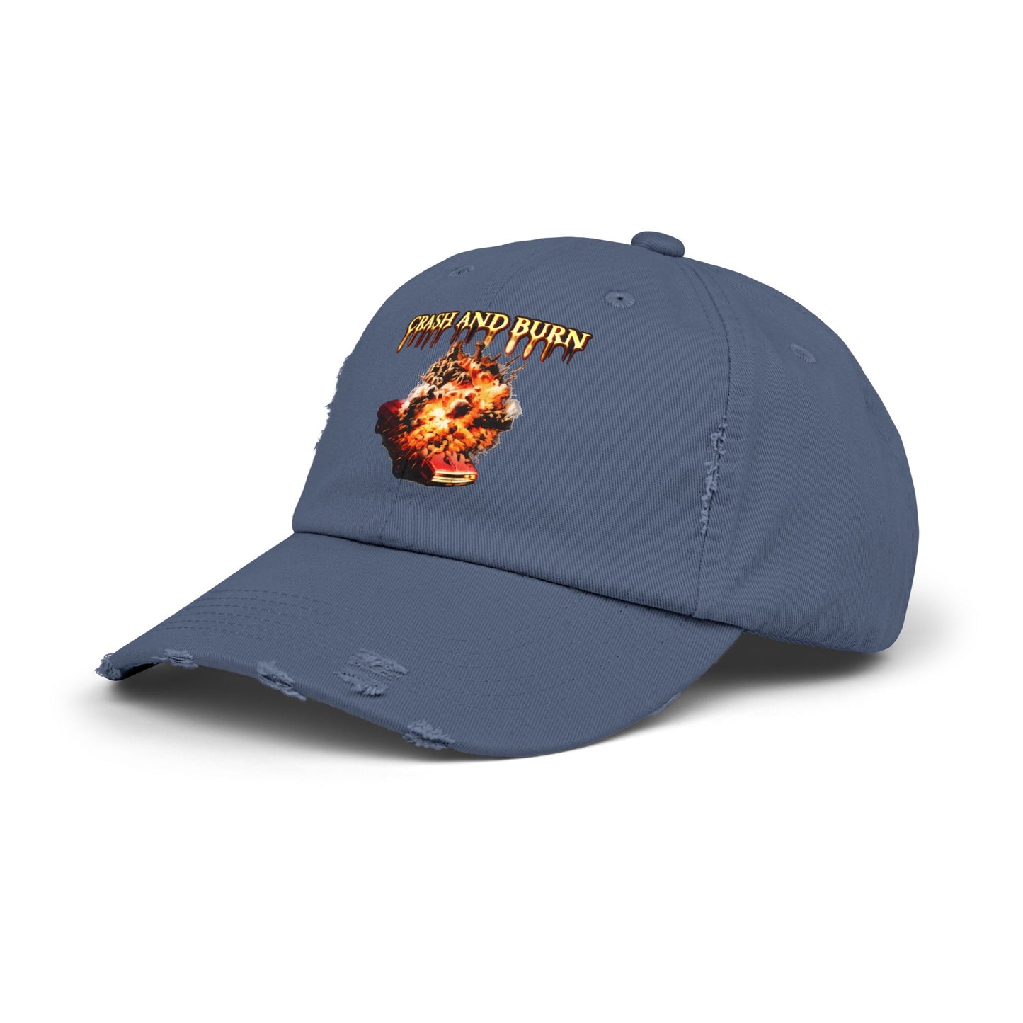 Crash and Burn Distressed Cap - Flaming Heart Vintage Baseball Hat