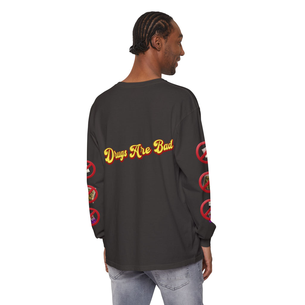 Don't Do Drugs Long Sleeve T-Shirt — Anti-Drug Graphic Tee with Smiley Design