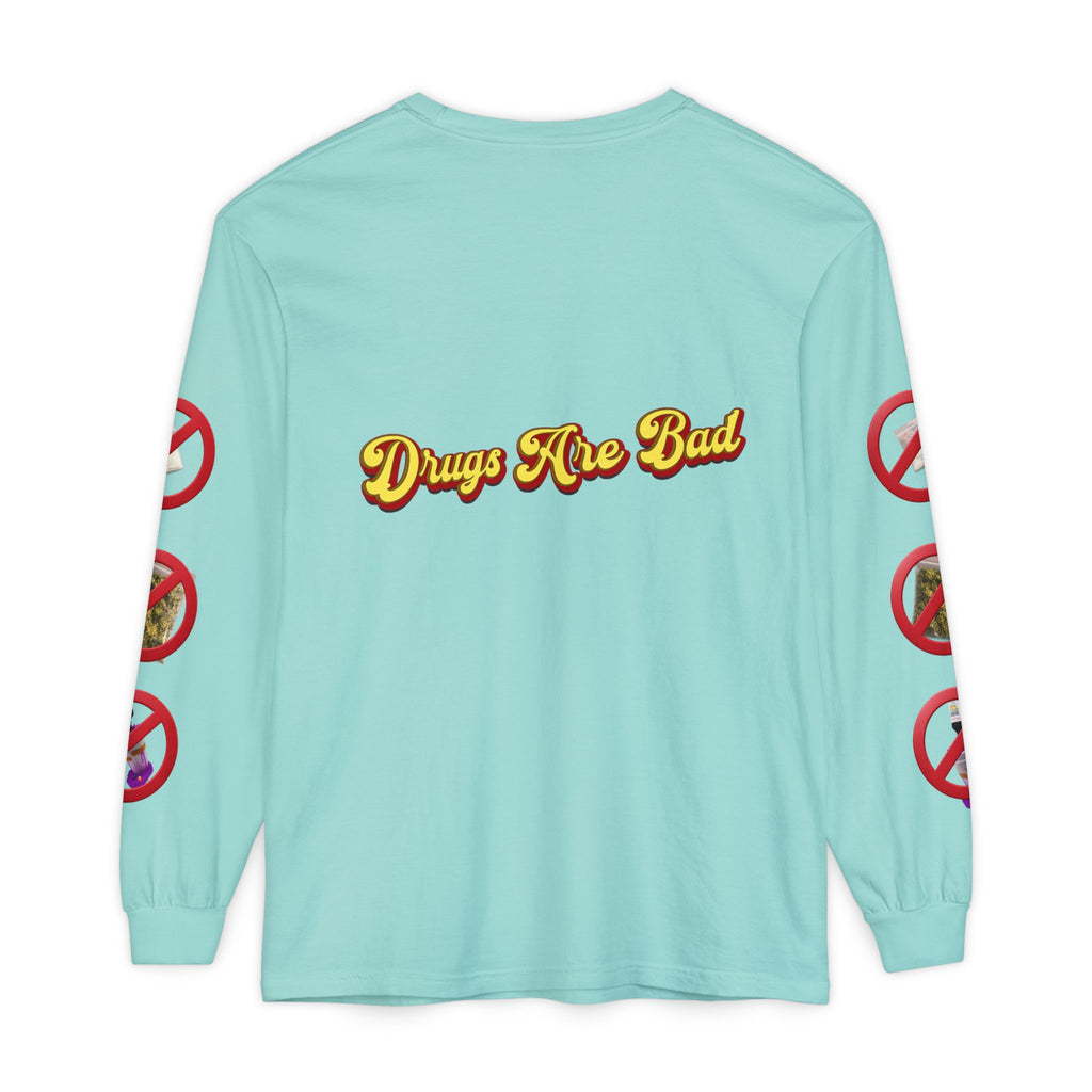 Don't Do Drugs Long Sleeve T-Shirt — Anti-Drug Graphic Tee with Smiley Design