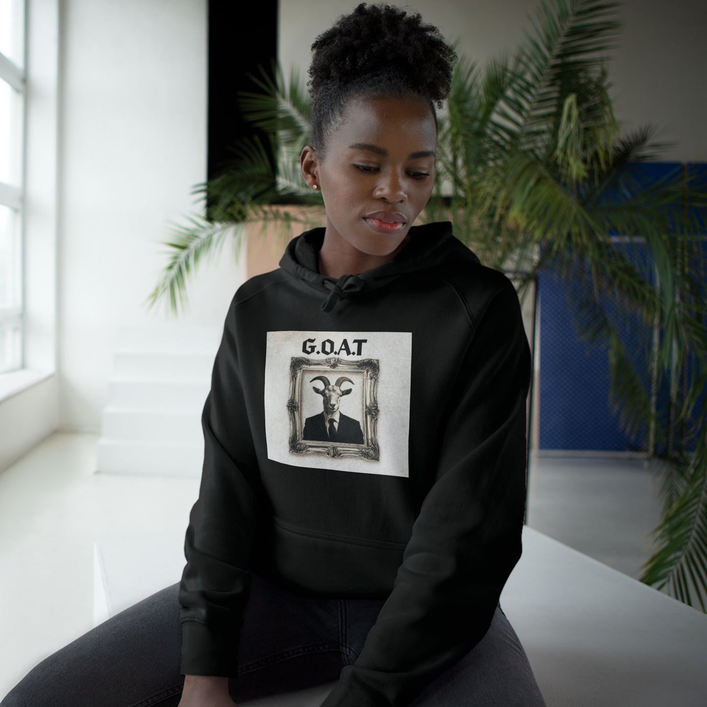 G.O.A.T. Portrait Hoodie — Vintage Goat Art Pullover