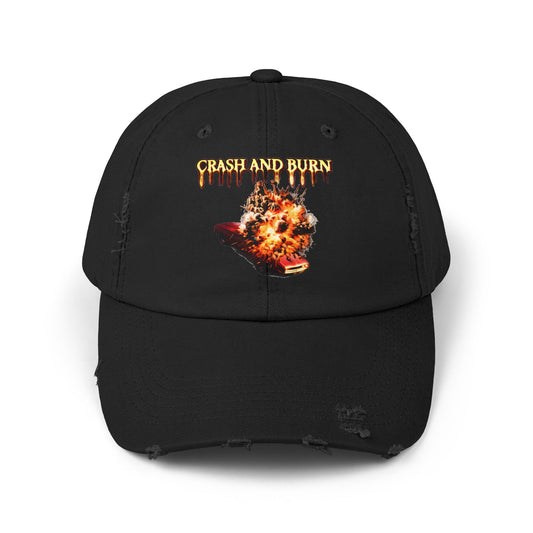 Crash and Burn Distressed Cap - Flaming Heart Vintage Baseball Hat