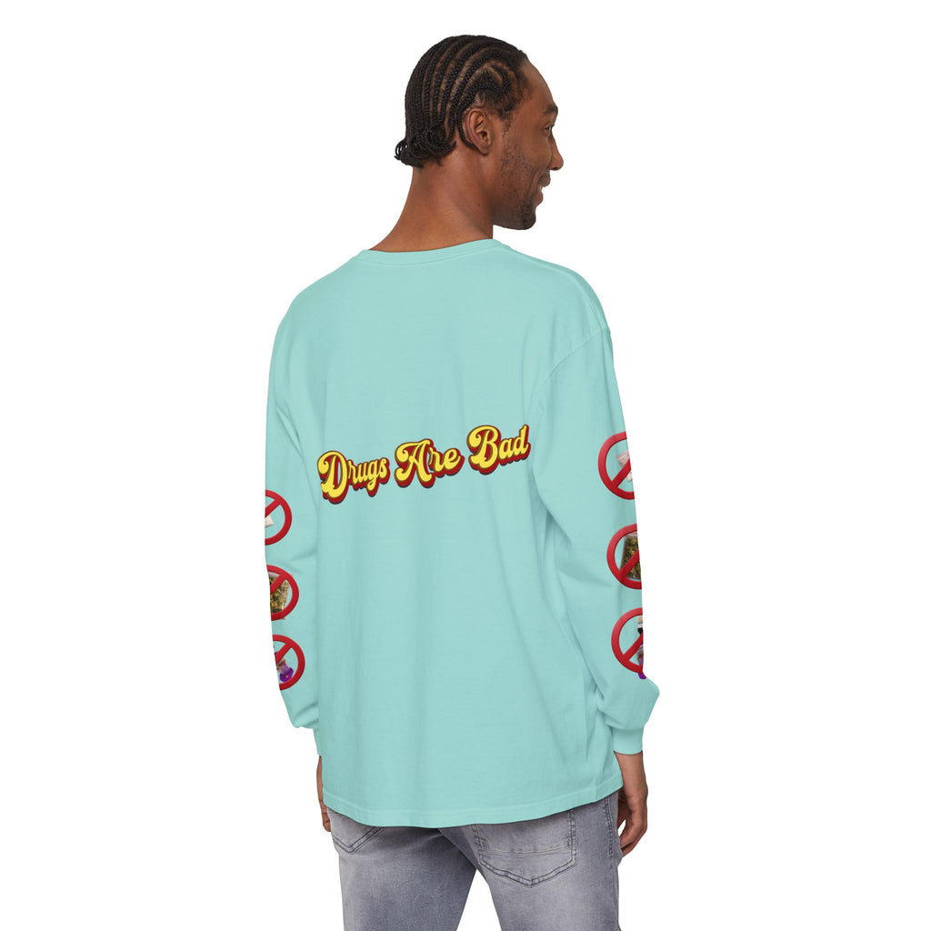 Don't Do Drugs Long Sleeve T-Shirt — Anti-Drug Graphic Tee with Smiley Design
