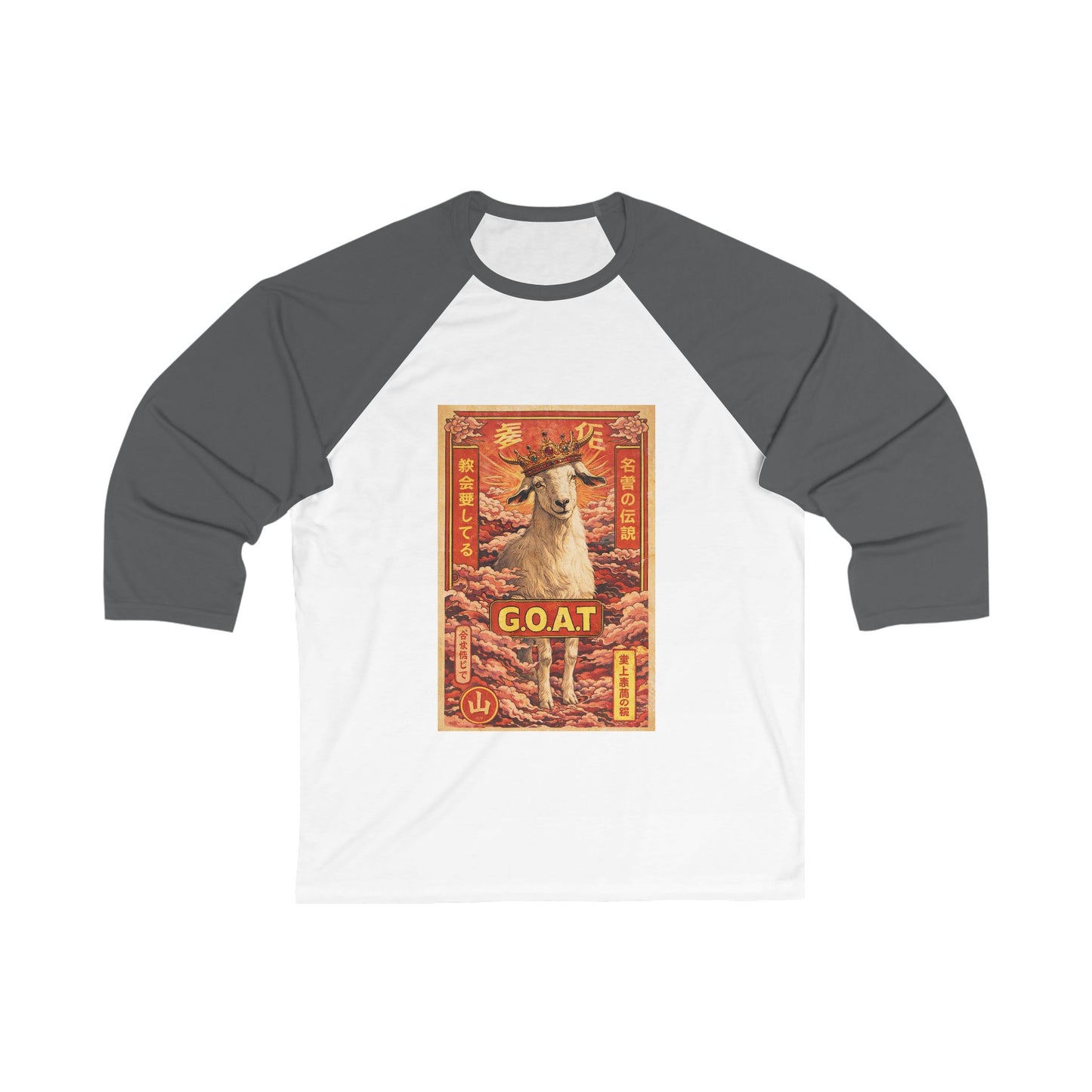 GOAT Baseball Tee — Vintage Asian-Inspired Goat Graphic 3/4 Sleeve Raglan