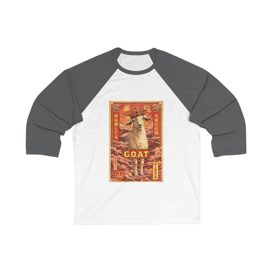 GOAT Baseball Tee — Vintage Asian-Inspired Goat Graphic 3/4 Sleeve Raglan