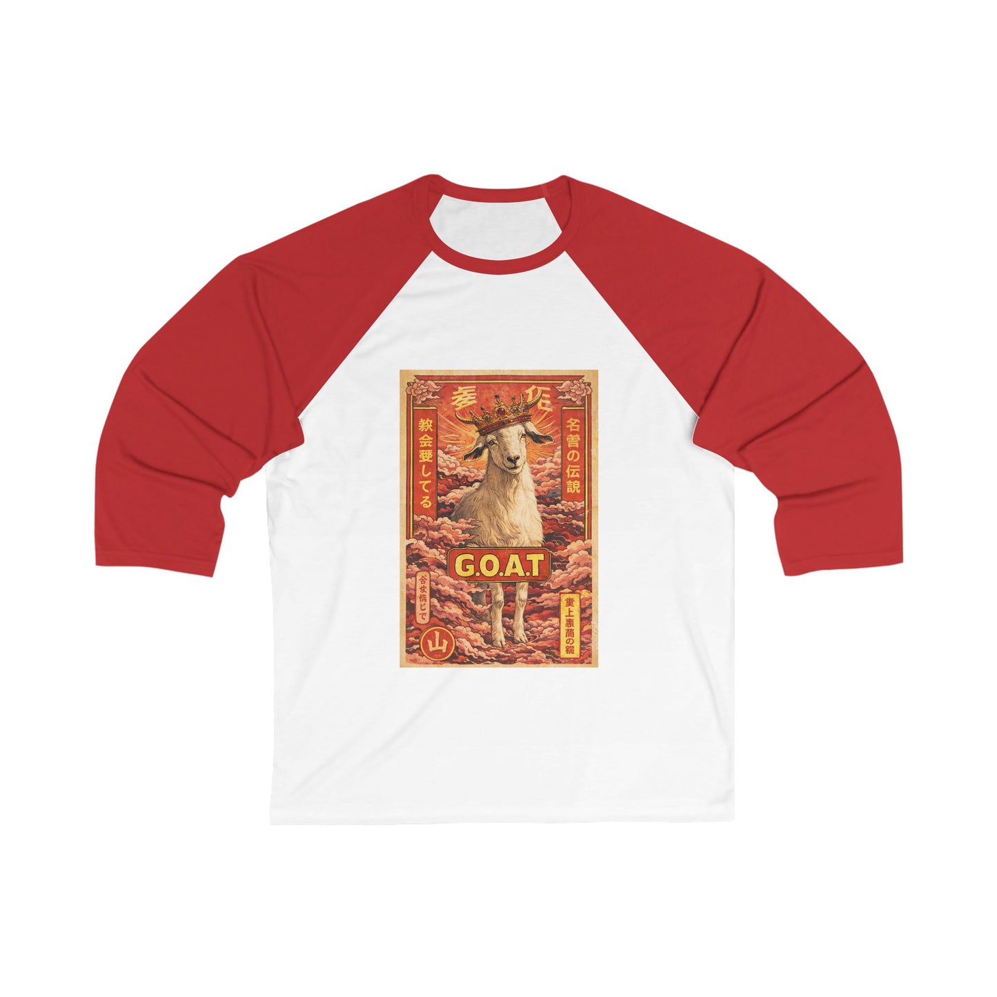 GOAT Baseball Tee — Vintage Asian-Inspired Goat Graphic 3/4 Sleeve Raglan