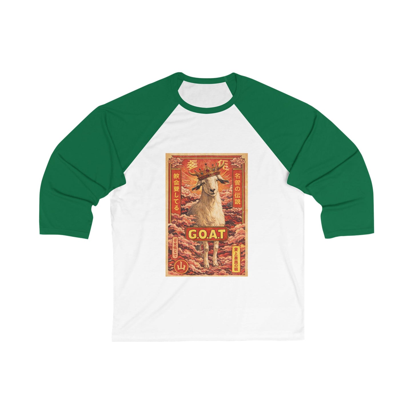 GOAT Baseball Tee — Vintage Asian-Inspired Goat Graphic 3/4 Sleeve Raglan