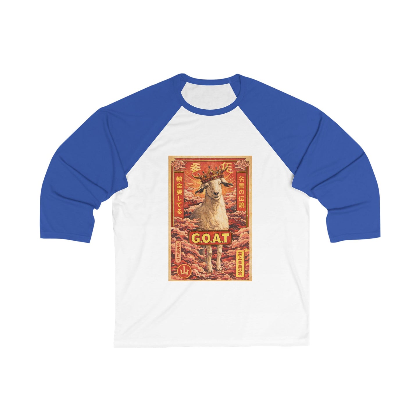 GOAT Baseball Tee — Vintage Asian-Inspired Goat Graphic 3/4 Sleeve Raglan