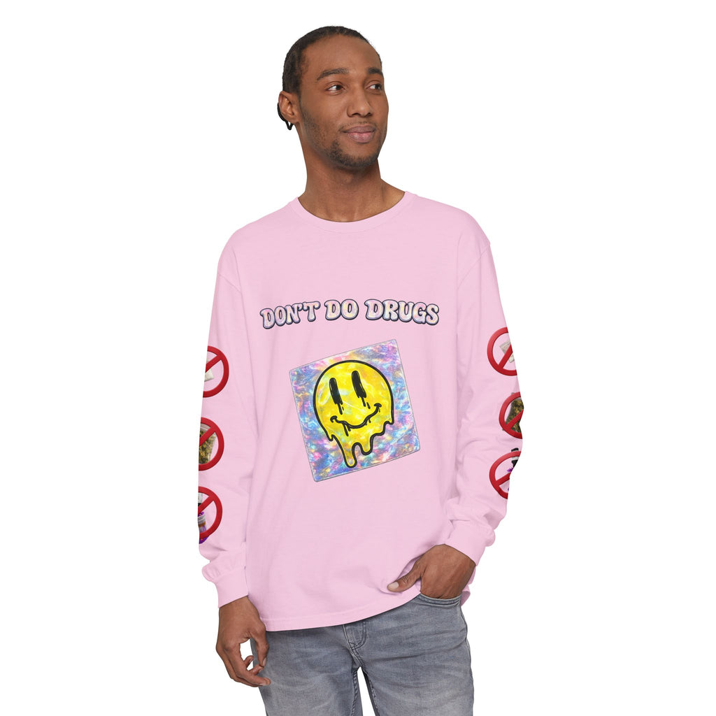 Don't Do Drugs Long Sleeve T-Shirt — Anti-Drug Graphic Tee with Smiley Design